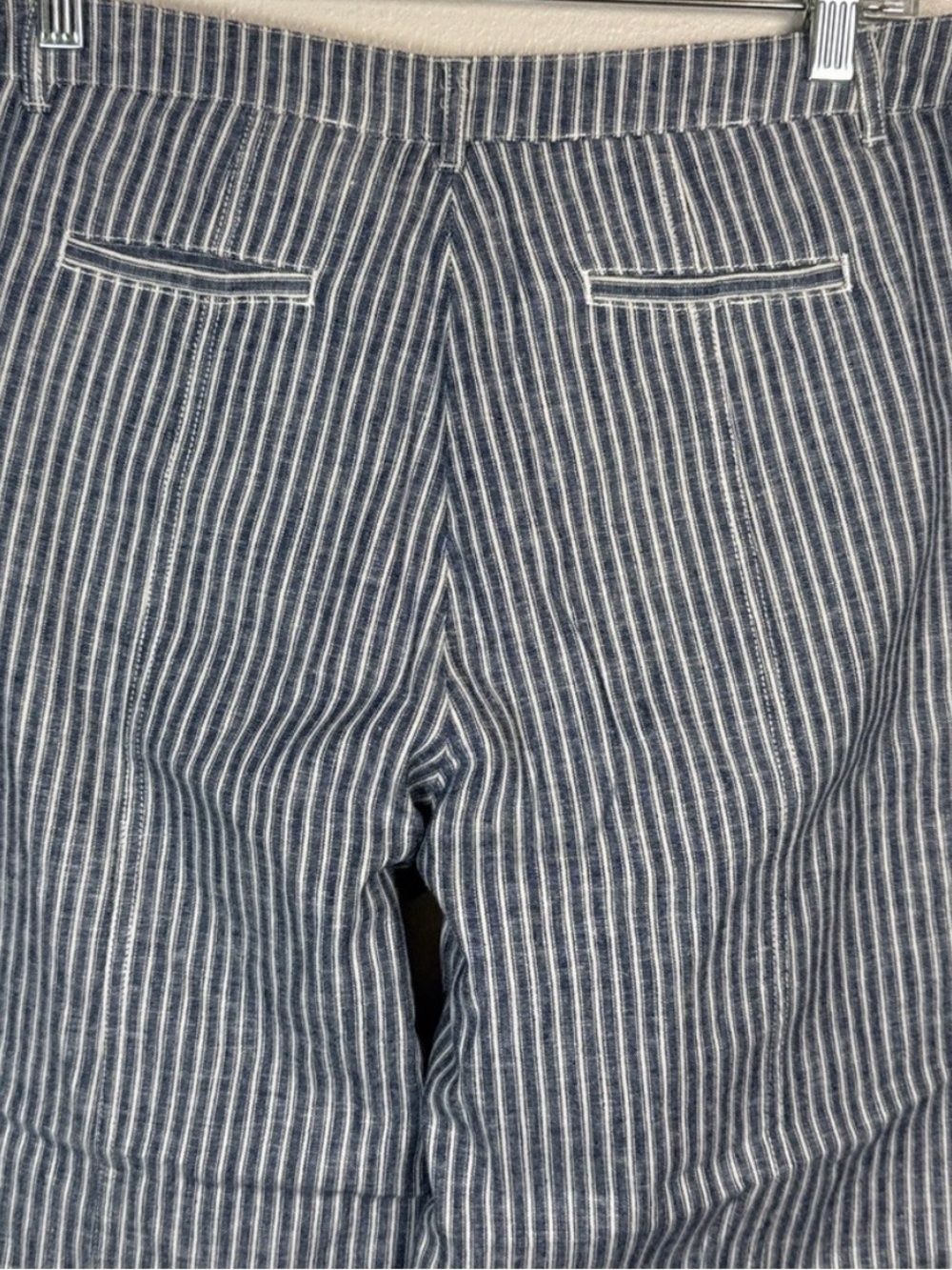 EUC Sundance Blue & White Pinstripe Wide-Leg Linen Pants - Picture 7 of 11